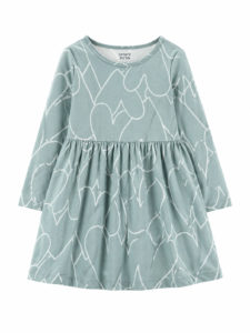 Vestido Infantil Carter’s Verde Oliva – Manga Larga, Cómodo y Suave, Talla 3