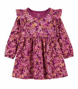 Vestido Infantil Garanimals Red Violet con Flores – Suave, Cómodo y Encantador, Talla 18 Meses