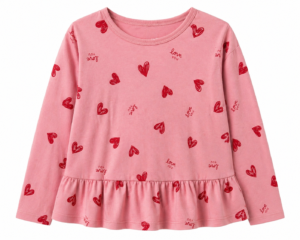 Vestido Niña Carter’s Rosado con Corazones Rojos “Love You” – Manga Larga, Adorable, Talla 5