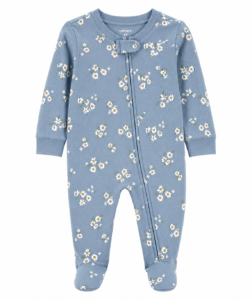 Body Bebé Carter’s Celeste con Flores Blancas – Suave y Cómodo, Talla 3 Meses