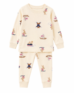 Pijama Infantil Carter’s Beige de Ositos y Conejitos – Suave y Cómoda, Talla 24 Meses