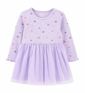 Vestido Infantil Carter’s Morado con Corazones – Suave, Cómodo y Adorable
