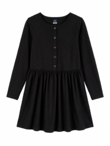 Vestido Niña Old Navy Negro Manga Larga con Botones – Elegante y Versátil, Talla 8