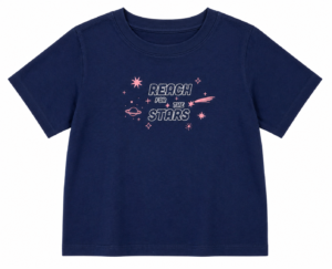 Franela Niña Athletic “Reach for the Stars” Azul Marino – Manga Corta, Cómoda