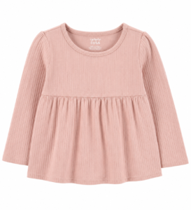Vestido Infantil Carter’s Rosa Pálido – Manga Larga, Suave y Elegante