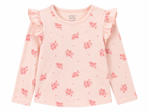 Franela Niña Carter’s Rosada con Ramos de Flores – Manga Larga, Suave y Cómoda